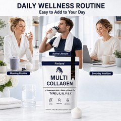Multi Collagen Peptides Powder Type I II III V X VitaminC Biotin Hyaluronic Acid