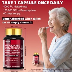 Nattokinase 4,000 FU Heart & Cardiovascular Health, Circulatory Support Non-GMO