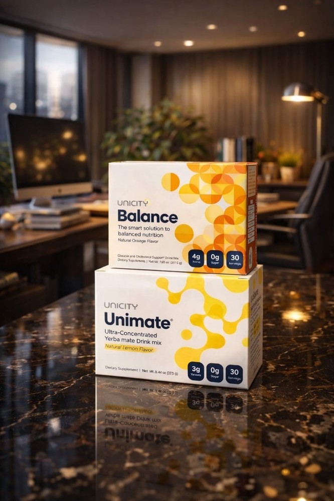 Unicity Unimate Lemon & Balance Orange Drink Mix Combo – 30 Packets Each