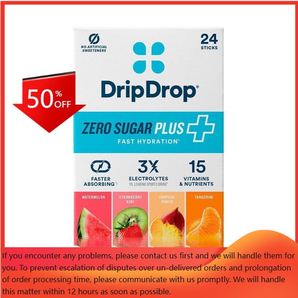 DripDrop Zero Sugar Plus Variety Pack Dietary Supplement Powder – 24ct