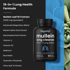 Mullein Leaf Extract 120pcs, Lung Cleanse & Detox, Support Respiratory Health