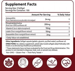 GBN Astaxanthin Supplements 24mg 200 Softgels, Supports Eye, Skin, Joint, Brain,