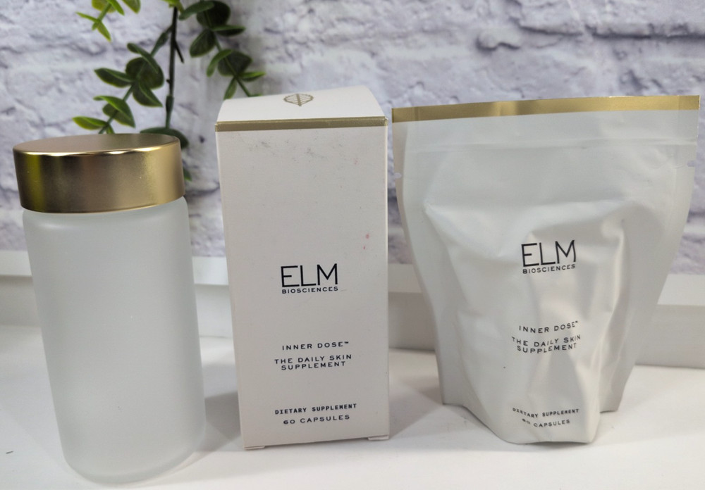 NIB SEALED😍Elm Biosciences Inner Dose Daily Skin Supplement 60 Capsules-Bottle