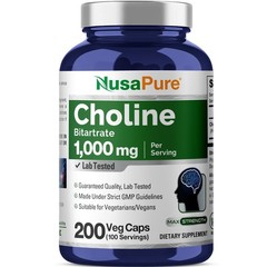 Nusapure Choline Bitartrate – Suitable For Vegetarian/Vegan Non – Gmo – 1000 Mg