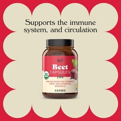 Organic Beet Root Capsules – Made in USA, Boost Energy, Stamina, Nitric Oxide
