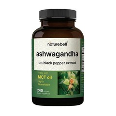 Ashwagandha with Black Pepper Extract – 240 Softgels, MCT Oil, High Bioavailabil