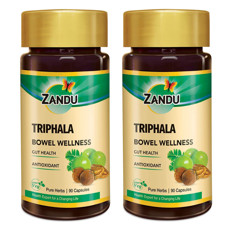 Zandu Triphala Capsule Help to Boost Immunity &Bowel Wellness,Digestion 90N 2 pc