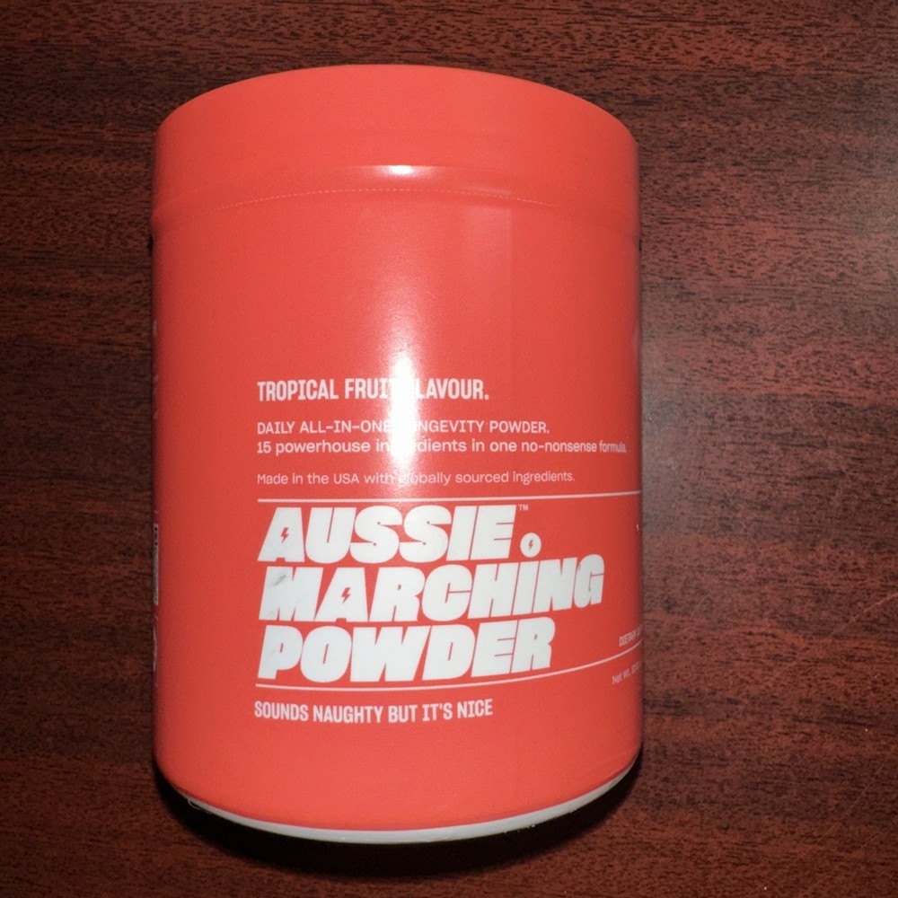 Aussie Marching Powder 10.91 oz Tropical Fruit Daily Longevity Powder 4/2027