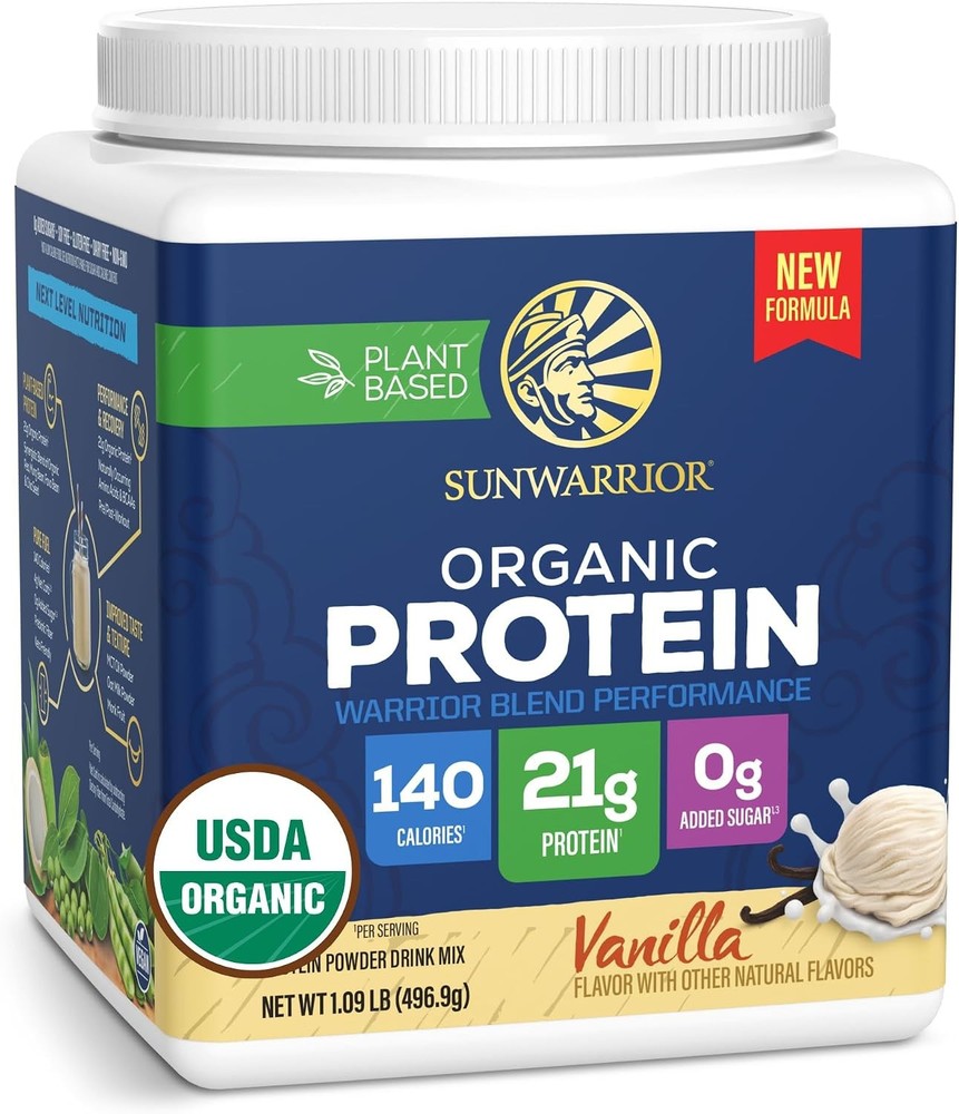 Sunwarrior Organic Vanilla Warrior Blend Performance Protein, 17.44 OZ | Organic
