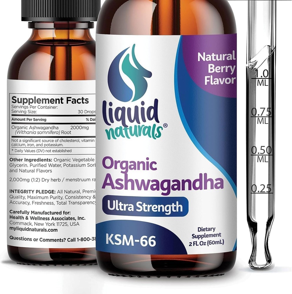 Ashwagandha KSM-66 Drops 2000mg | Berry Flavor | Organic Immune Support