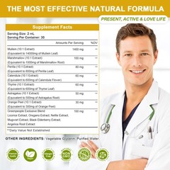 Mullein Drops for Lungs Mullein Leaf Extract Drops, Alcohol-Free Sugar Free