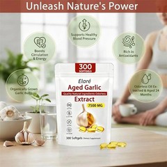 Elare Aged Garlic Extract, 300 Softgels, 7500mg Odorless Heart & Immune USA Hot