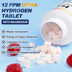 Molecular Hydrogen Tablets (12 PPM) – 120 Count High Potency H2 Supplement with