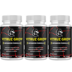Vitruz Grow Male Stamina Support, (3 Pack) Official Vitality Supplement