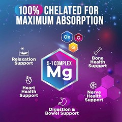 Magnesium Complex Supplement 500 mg – 5 in 1 High Absorption Chelated Magnesium