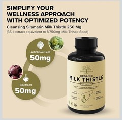 Garden of Herbz Organic Milk Thistle Supplement 80% Silymarin – 120 ct – 4/2028