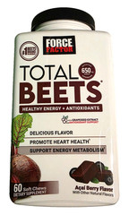 Force Factor Total Beets, 60 Soft Chews Acai Bery Exp: 06/2027