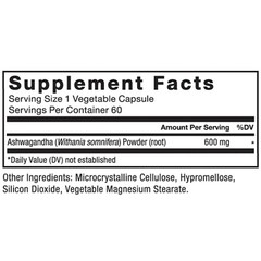 Force Factor Ashwagandha Supplements Made w/ 600mg Vegan Ashwagandha Powder 60ct