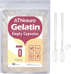 Size 0 Empty Gelatin Capsules with 2 Micro Spoons – 100 Count Empty Clear Capsul