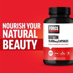 Force Factor Biotin 10000mcg, Supplement 100 Count (Pack of 1),