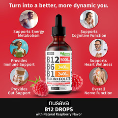 (2 Pack) Vitamin B12 Liquid Drops 5000 mcg | Methylcobalamin B Complex, Supports