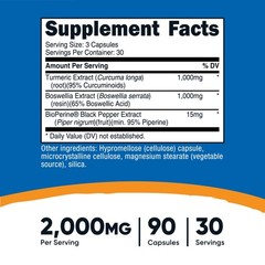 Nutricost Turmeric + Boswellia Supplement (2000mg) 90 Capsules – with BioPerine®
