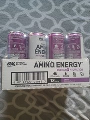 Amino Energy Sparkling Hydration Drink – Sugar Free Grape, 12 Pack (12 Fl Oz)