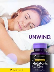 Melatonin 12mg Fast Dissolve Tablets – 300 Count | Drug-Free Sleep Aid | Vegan,