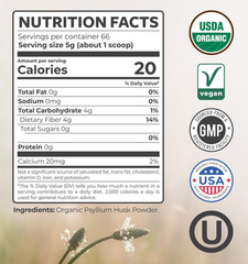 Psyllium Husk Powder Organic Certified – Finely 11.64 Ounce (Pack of 1)