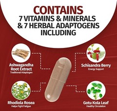 1 Body Adaptogen Complex with Ashwagandha Supplement – Focus and Energy 08/26