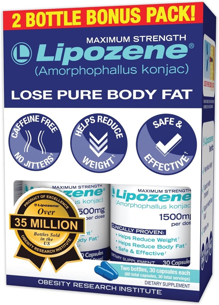 Lipozene Maximum Strength Weight Loss Supplement Appetite Control 1500 mg 60 Cap