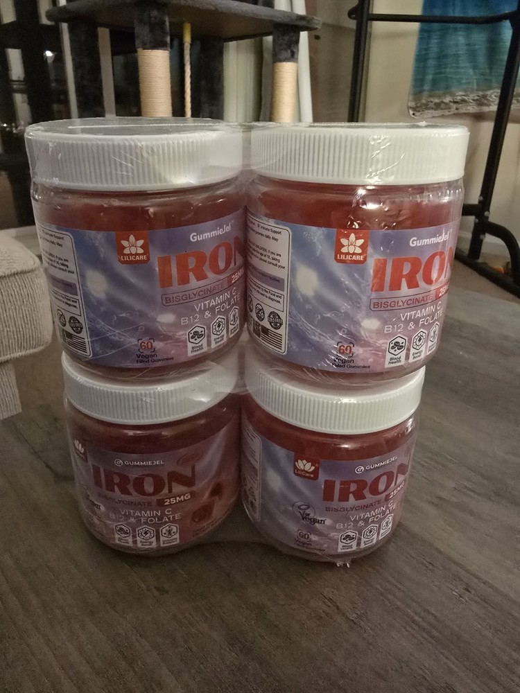 2 X 2-Pack = 4 Total Iron Gummies, 25mg Plus Vitamin C, Beet Root, Vitamin B12,