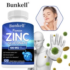 Zinc Gluconate 100 mg Capsules Skin Hair Nails Health Immune Support