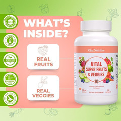 Vital Super Fruits & Veggies – Daily Superfood Capsules for Adults – Fruit and V