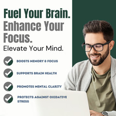 Brain Vex Memory Focus Supplement Cognitive Support Formula w/Bacopa (5 Bottles)