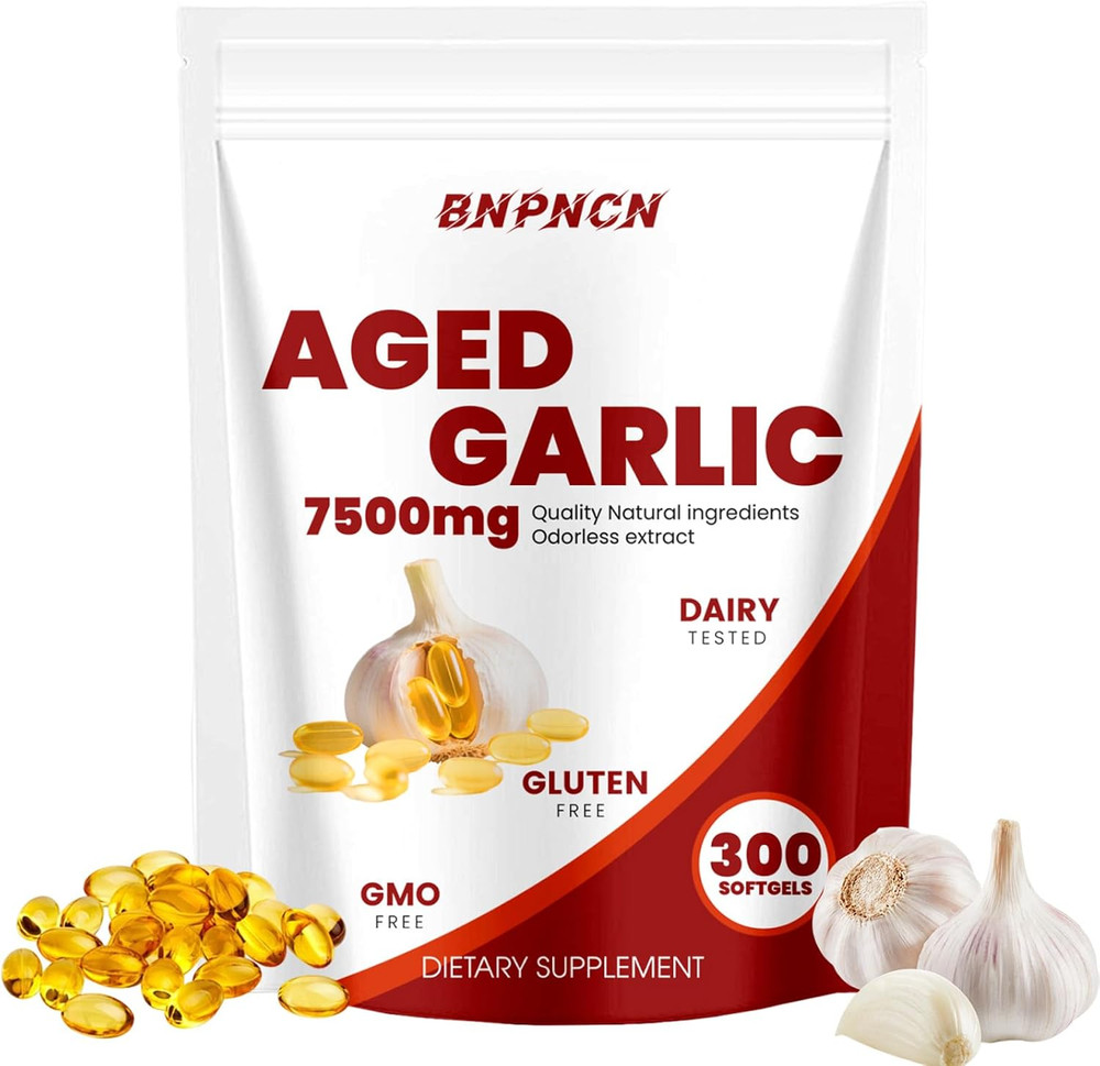 Potent 7500mg Odorless Aged Garlic Extract Softgels for Immune Health, 300 Count