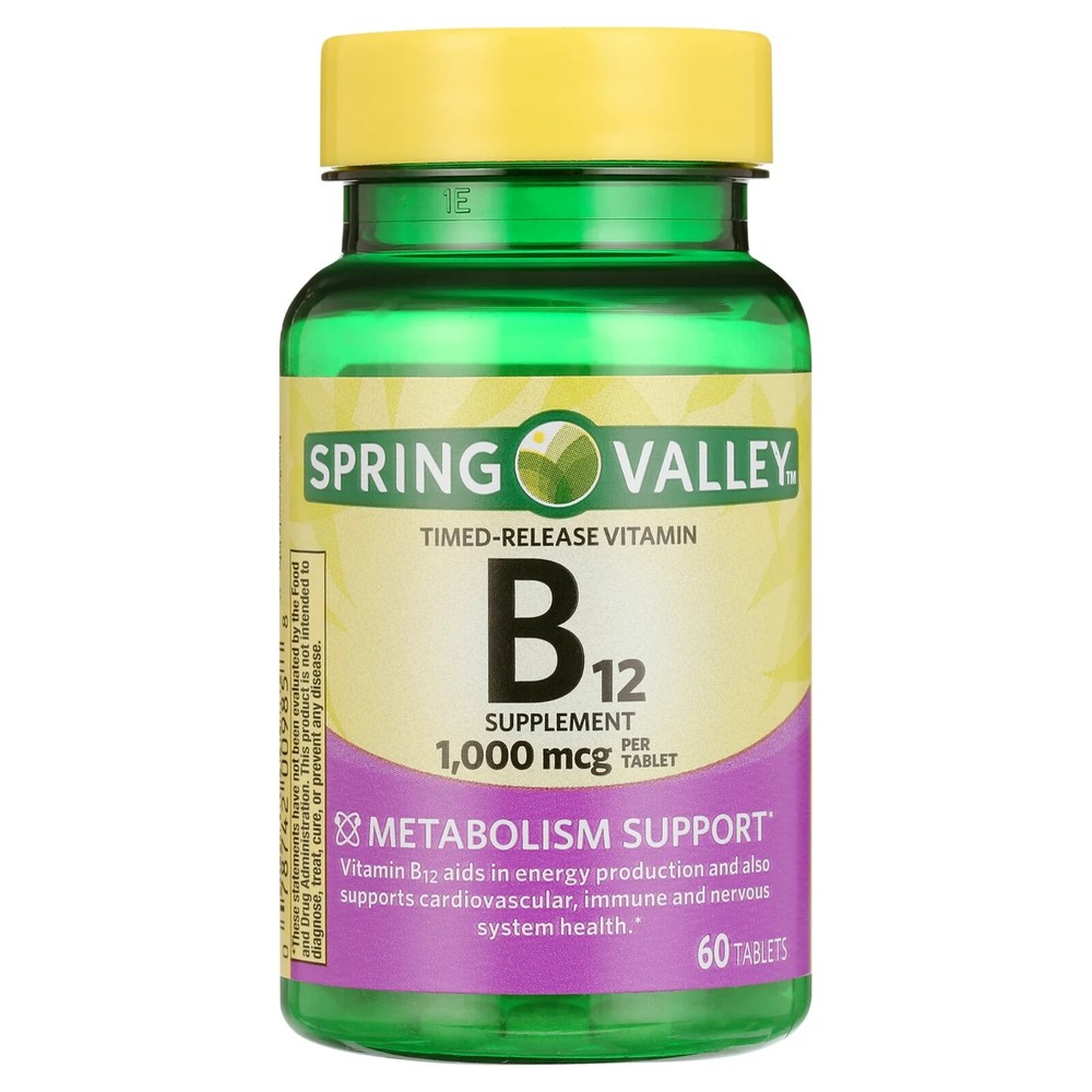 Spring Valley Timed-Release Vitamin B12 Tab, 1,000 mcg, 60ct lot/4btl exp7/27