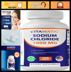 Electrolyte Replenisher 1000mg Sodium Chloride – 365 Tablets, Non-GMO, Gluten-Fr