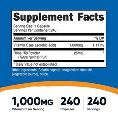 5 PACK – Nutricost Vitamin C with Rose Hips 1025mg, 240 Capsules