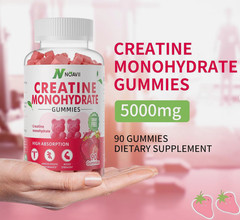 Creatine Monohydrate Gummies Strawberry 90 ct – LOT OF 3 – Noavii expire 05/2027
