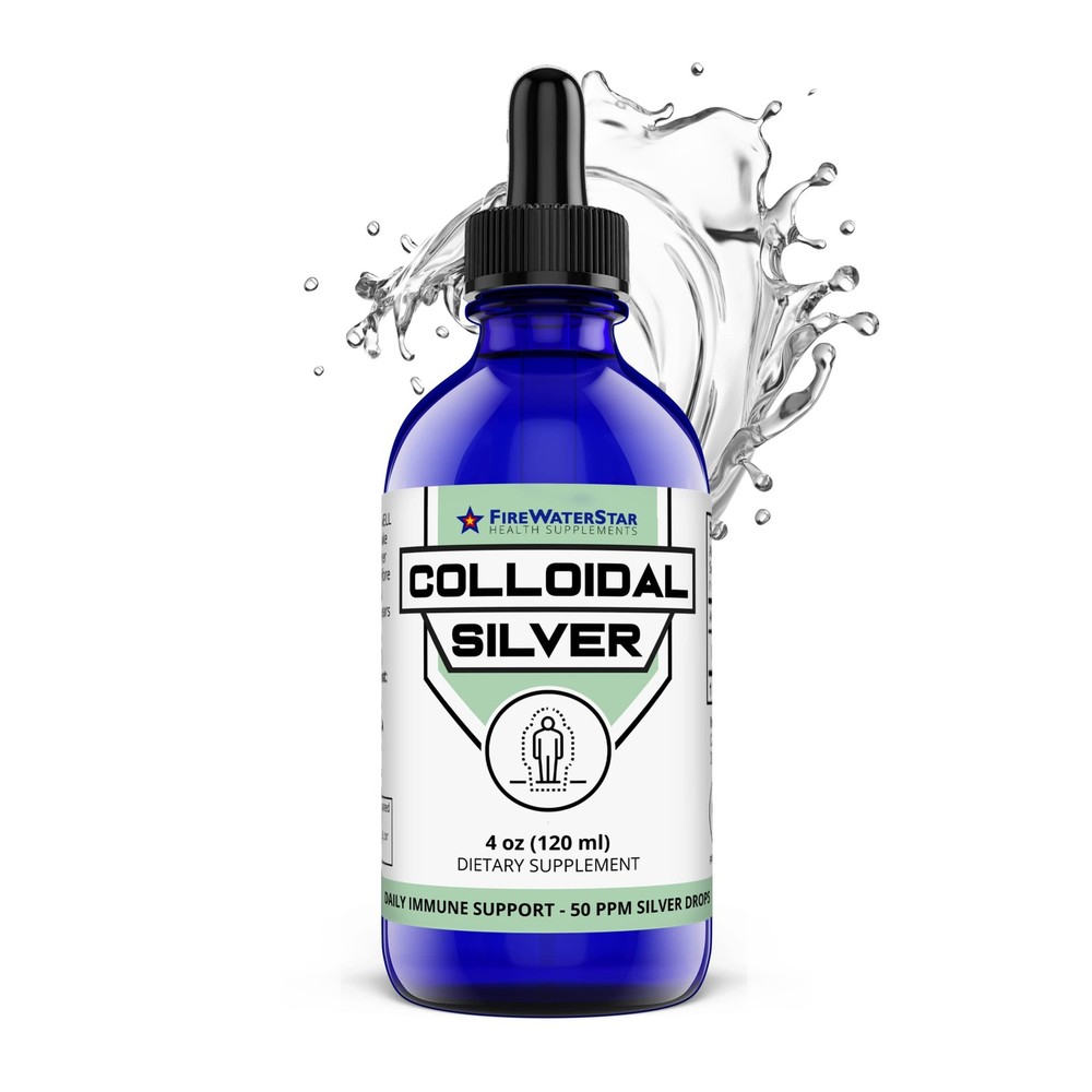 FWS Colloidal Silver, Liquid Silver Drops, 99.99% Pure Silver, 4 oz Glass Bot…