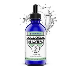 FWS Colloidal Silver, Liquid Silver Drops, 99.99% Pure Silver, 4 oz Glass Bot…