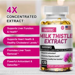 Liver Cleanse & Detox Support Supplement 6000 mg Milk Thistle Extract