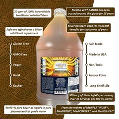 MediSILVER® AMBER Immunity Booster Traditional Colloidal Silver AgNP: 1 Gallon