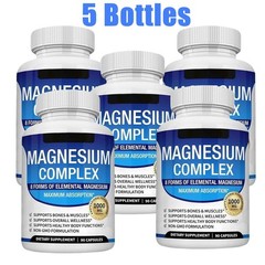 1~5x Magnesium Complex Supplement Non-GMO Elemental 1000mg – Vegan 8 90 Capsules