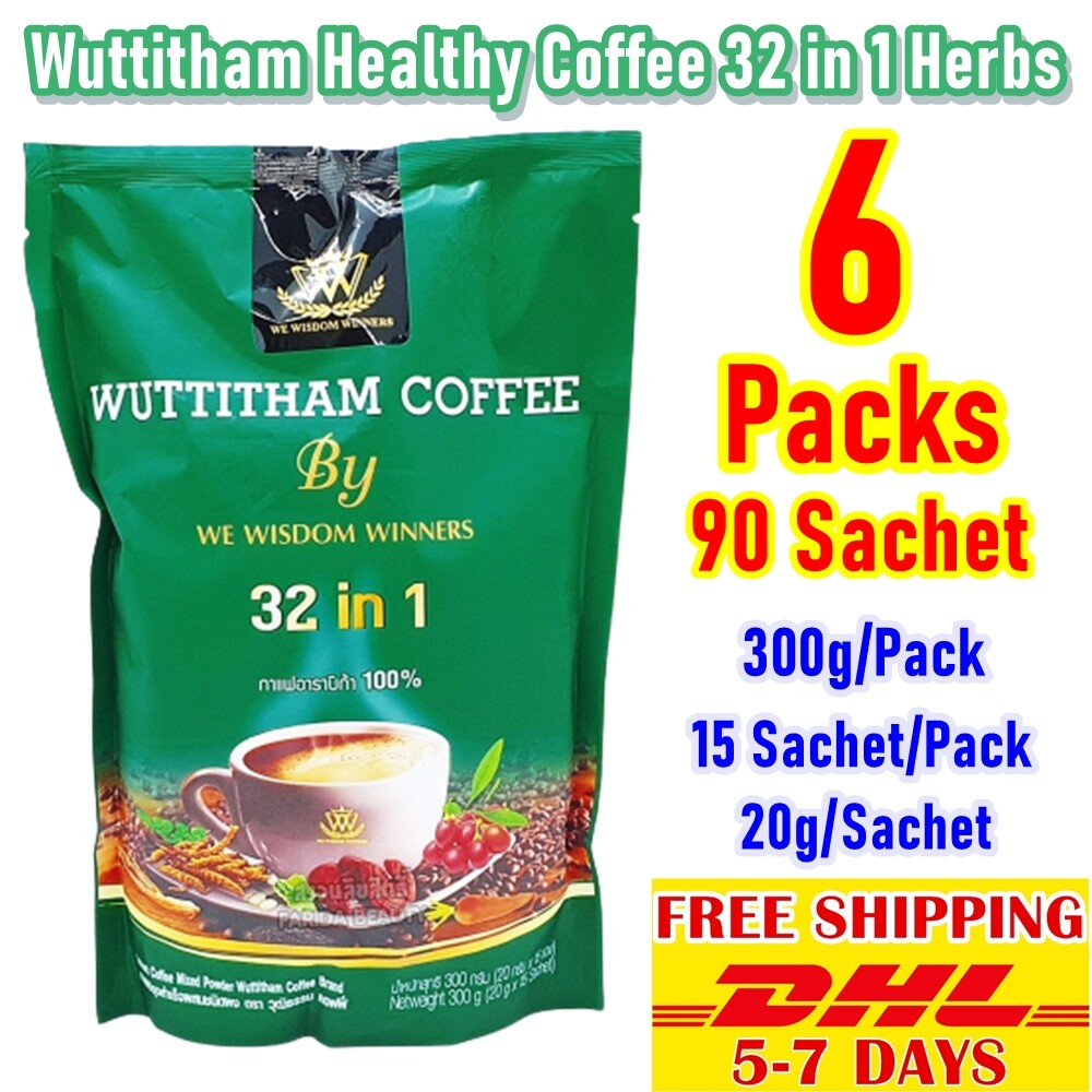 Coffee Healthy Wuttitham Instant Weight Control Herbs 32 Mixed Young Care 6 Pack