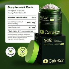 Cata-Kor NAD+ Advanced Liposomal NAD+ + Trans-Resveratrol 500mg Capsules 60 Ct