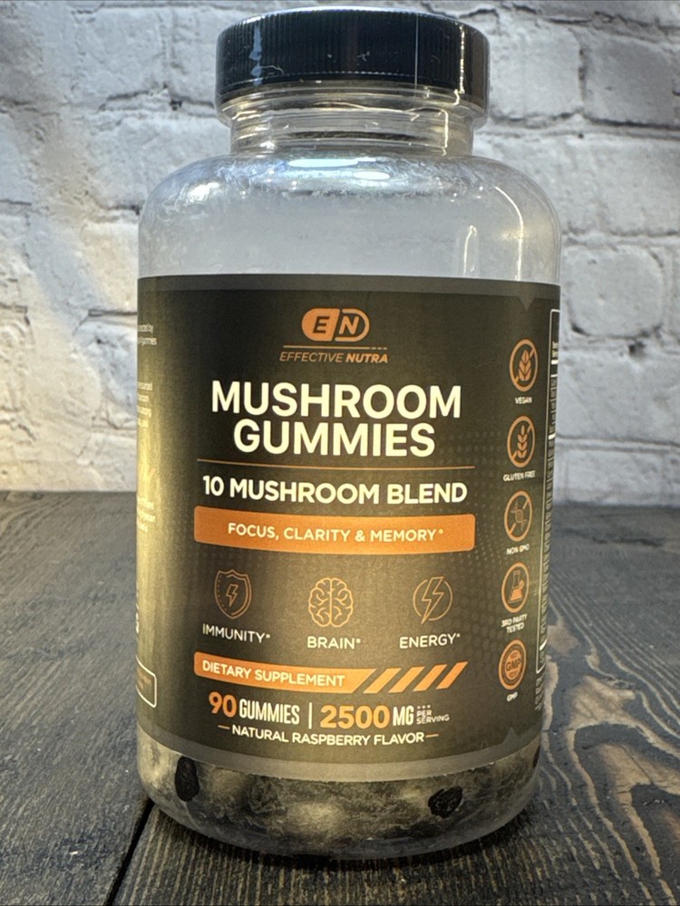 Effective Nutra Mushroom Gummies 2500mg Lions Mane, Reishi, Chaga, Maitake