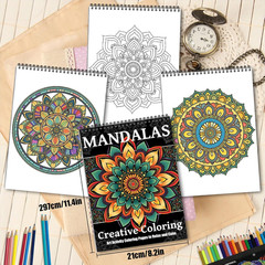 Mandala Coloring Books for Adult Women Spiral Bound Page Printed Single-Sided Gi