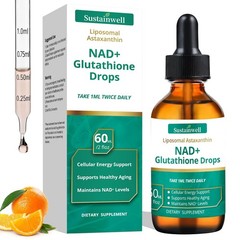 NAD+ Glutathione Liquid Drops with 2.04 Fl Oz (Pack of 1)